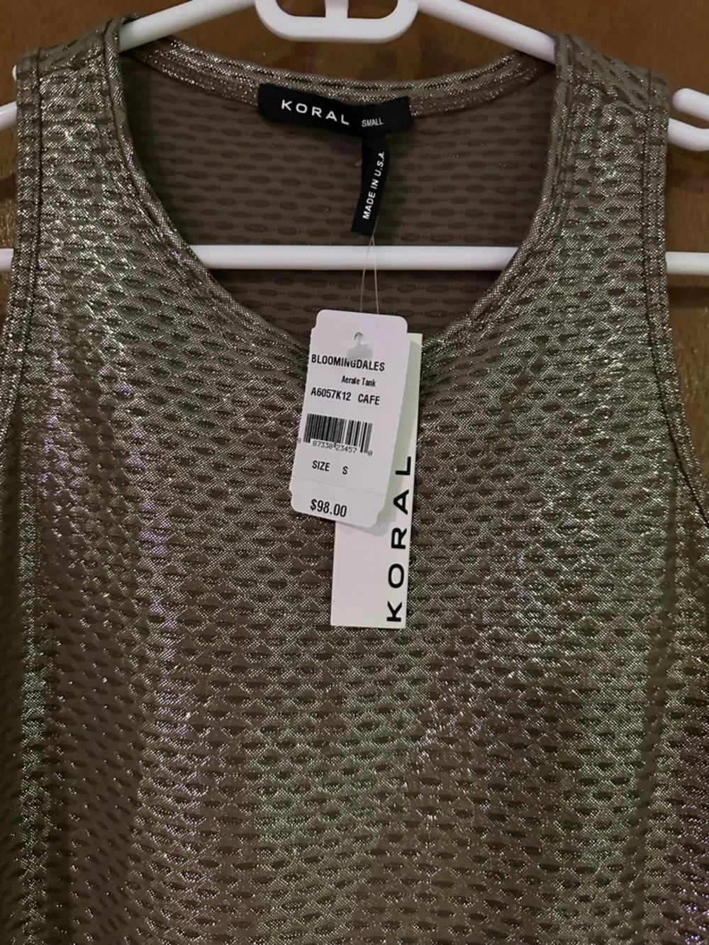 Koral by Ilana Kugel shimmery Aerate Brillion Netz tank top in Cafe size S/Small